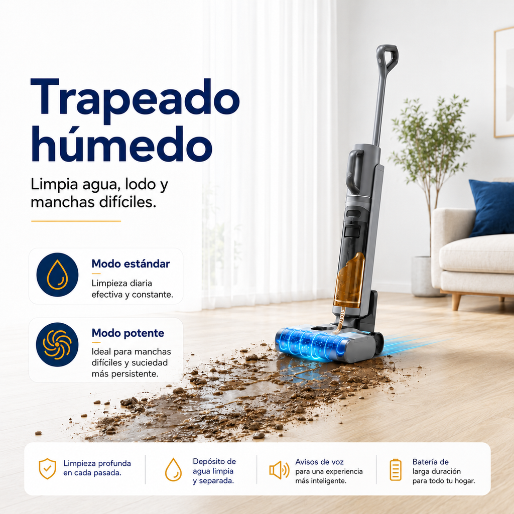 Aspiradora Trapeadora Inalámbrica Inteligente 4 en 1